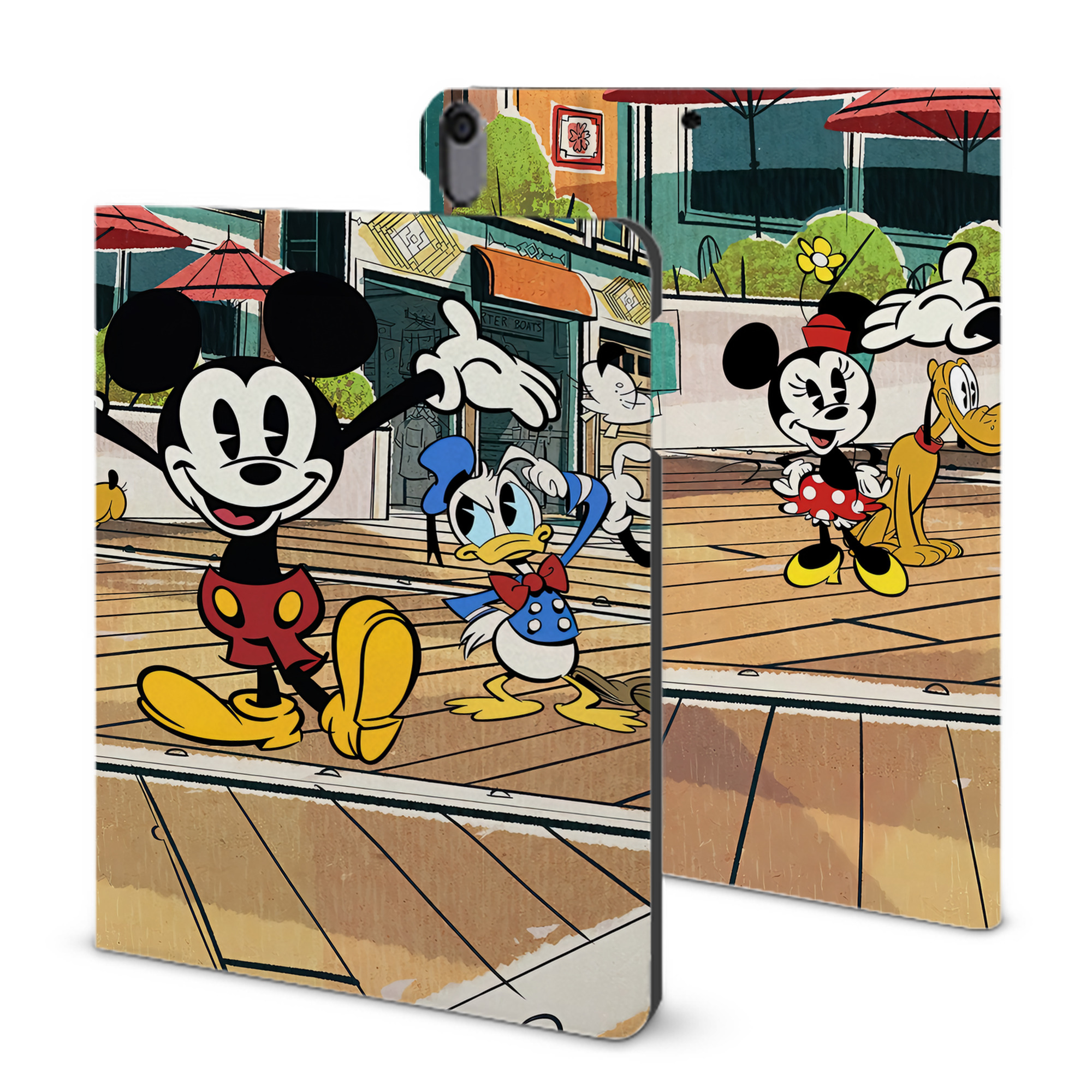 （画像用） ミッキーマウス Mickey Mouse IPad ケース ブック型 PUレザー TPU 耐衝撃 軽量 薄型 ペン収納なし 全面保護 IPad 各モデル対応